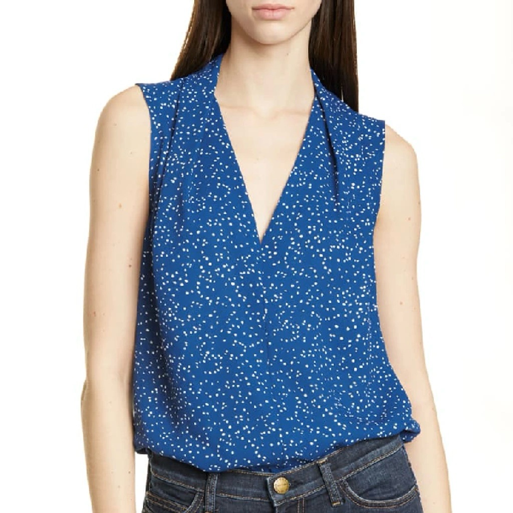Equipment Cheyenne Dot Print Sleeveless Pullover Blouse